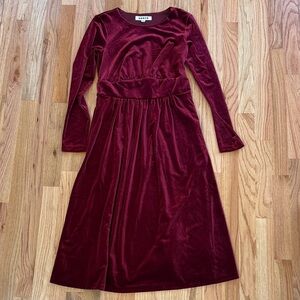 Boden Rich Burgundy Long Sleeve Dress